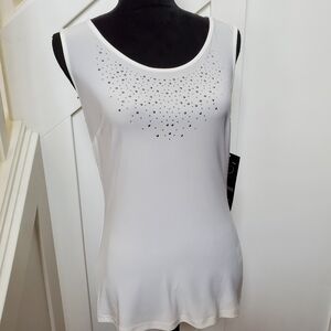 Elegant White Studded Sleeveless Top
